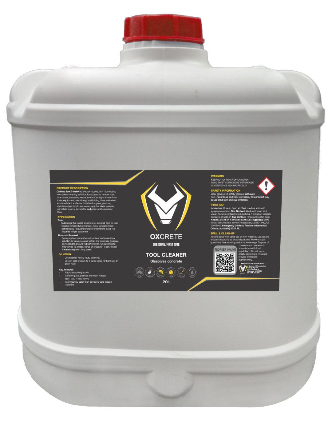 Oxcrete Clean 20 Ltr - Non-toxic Concrete Tool Cleaner